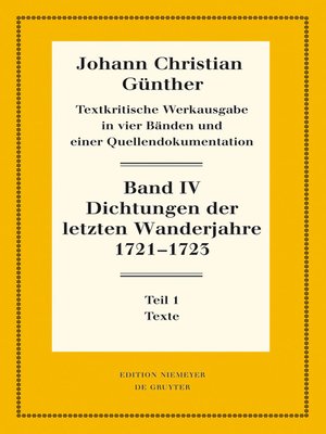 cover image of Dichtungen der letzten Wanderjahre 1721-1723